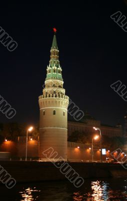 Night appearance from Moscow river. Kremlin.