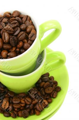 Cups and coffee beans (clipping path included)