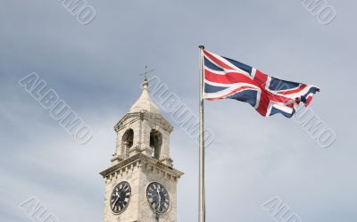 Clock and British Flag