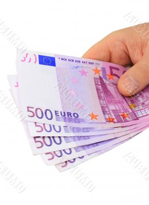 Hand holding euro notes (clipping path included)