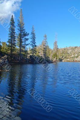Mountain lake in springtime