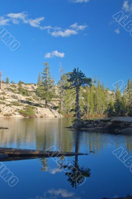 Mountain lake in springtime