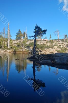Mountain lake in springtime