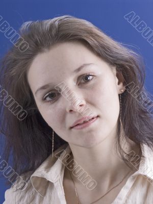 beautiful woman on a blue