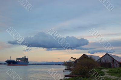 Freighter on the river