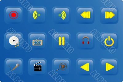 blue color media buttons