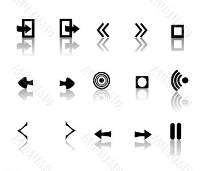 black and white reflective icons