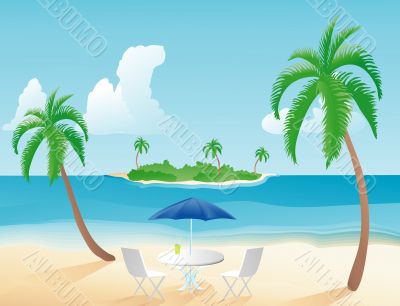 Table on a tropical beach