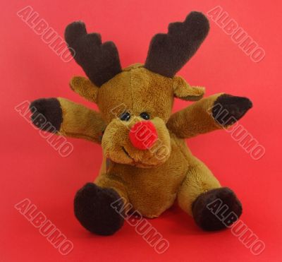 Cute Reindeer on Red Background