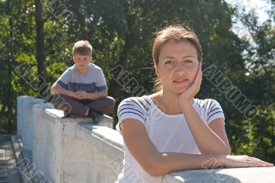 beautiful woman and boy