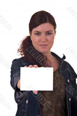 Girl holding card