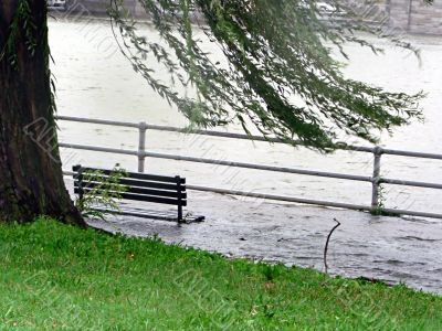 stormy weather - submerged park bench 2