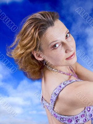 beautiful woman in the sky