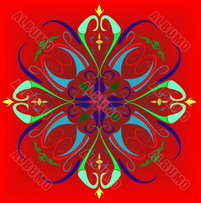 Vector pattern on a red background