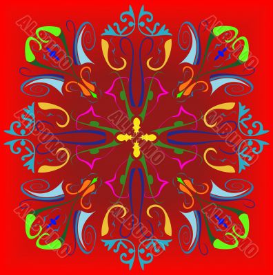 Vector pattern on a red background