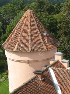 a tower of the building