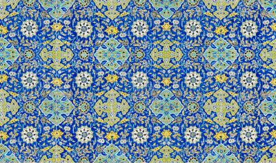 tiled background, oriental ornaments from Isfahan Mosque, Iran