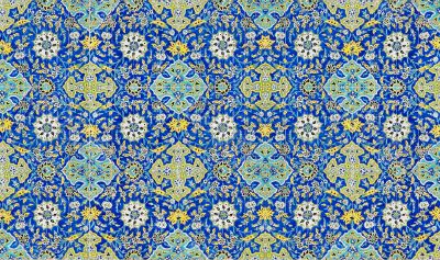 tiled background, oriental ornaments from Isfahan Mosque, Iran