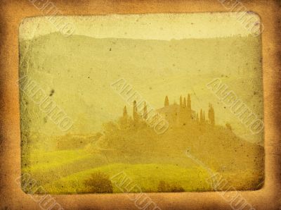 vintage postcard with classical tuscan view