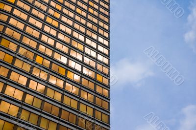 golden window skyscraper closeup