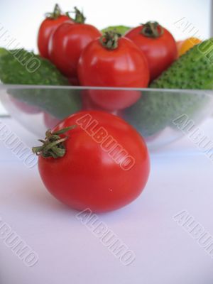 Tomatoes and cucumbers