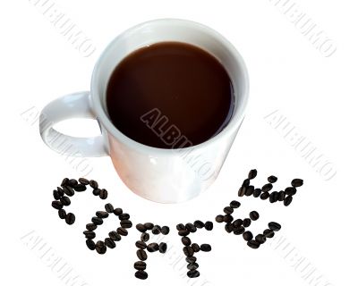 cup of coffee with beans