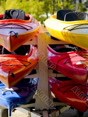 Colorful Boats on a Trailer.