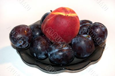 peach, plums