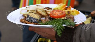 Food items grilled on barbecue