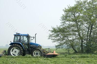 mowing grass