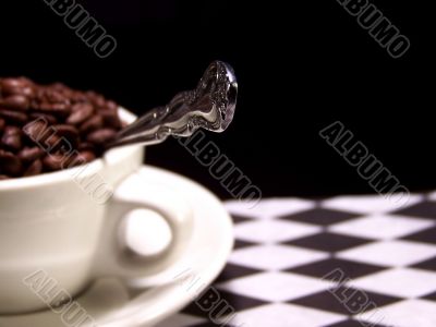 Silver Spoon With Coffee Beans
