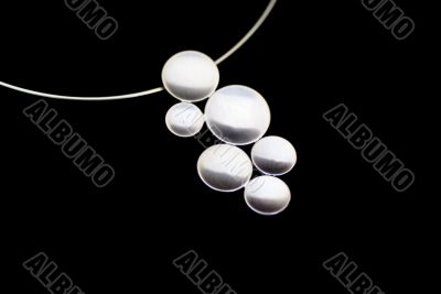 Silver necklace.