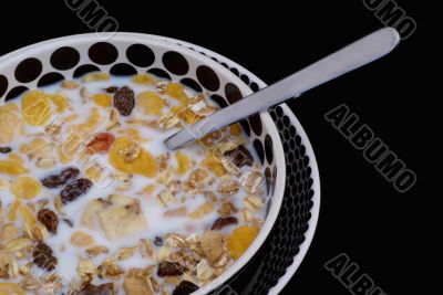 Muesli with milk.