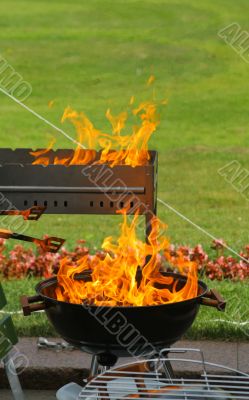 Barbecue and flames
