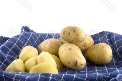 potatoes on blue