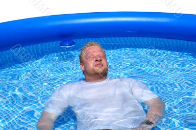 Man in pool.