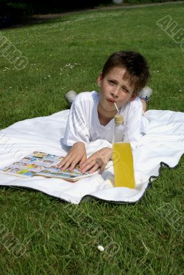 Reading in the park.