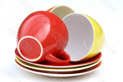 Cups and saucers.