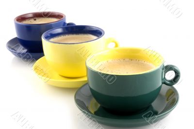 coffee in colored cups