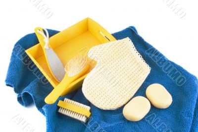 Scrub in blue and yellow