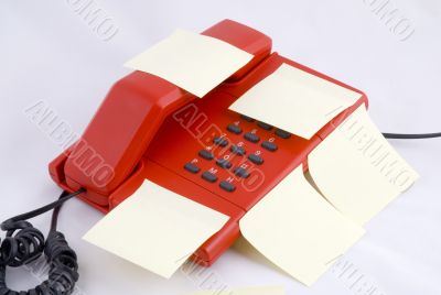 Red telephone with memo