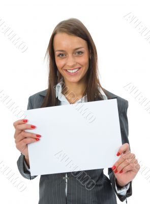 Business woman keeps sheet