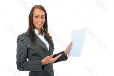 Business woman keeps sheet