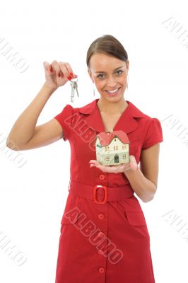 Business woman advertises real estate