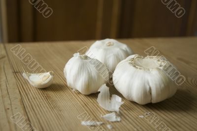 Garlic on a table