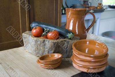 still life from tomatoes and courgettes