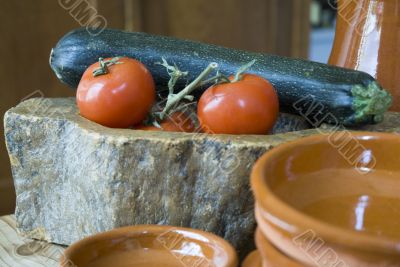 tomatoes and courgettes