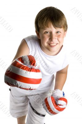 Kid is boxing