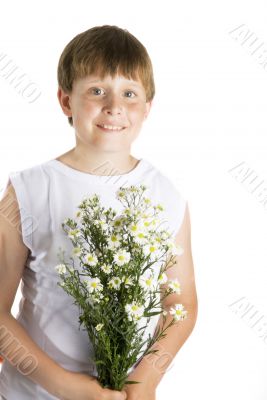 Boy with flowers