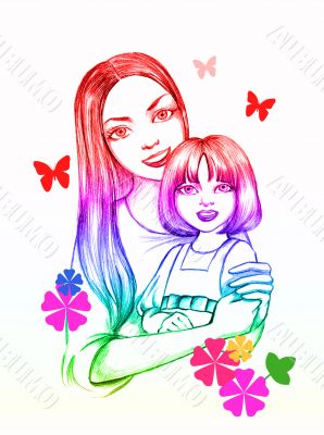 mother with a daughter